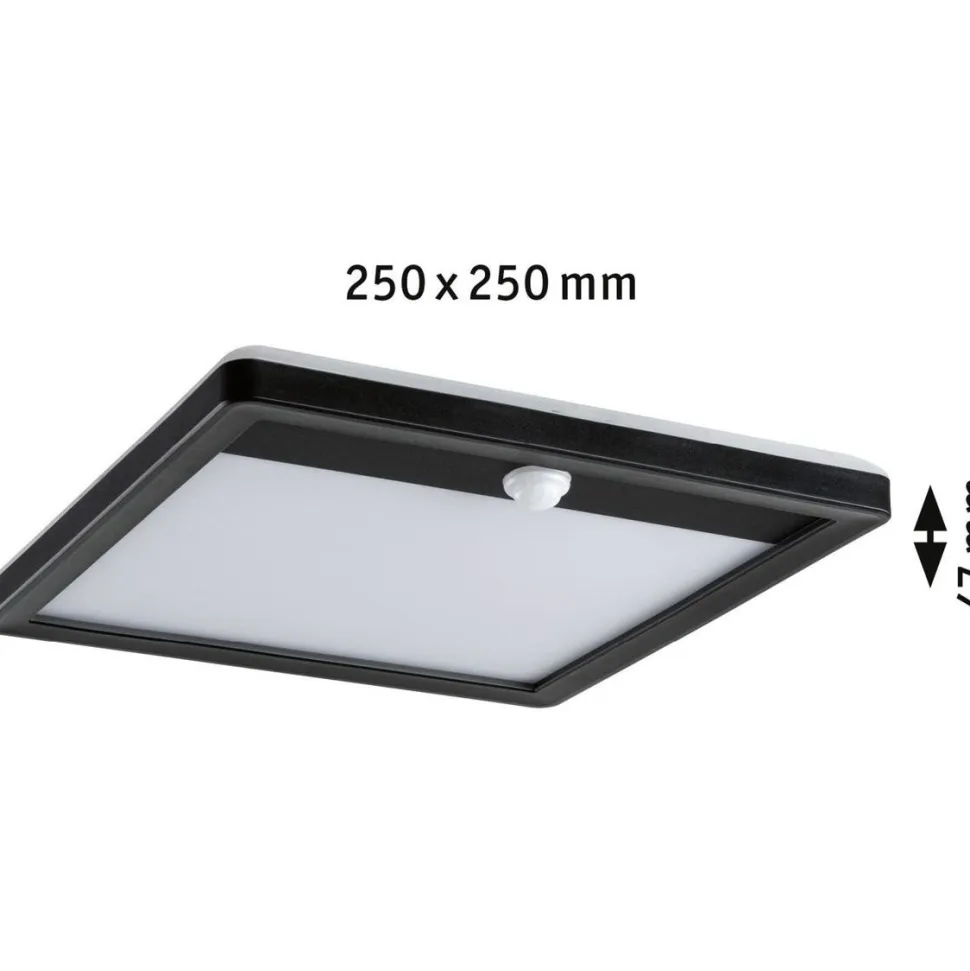 LED-paneeli ulkokäyttöön Paulmann Lamina, IP44, 25x25cm, liiketunnistin, hämärätunnistin, säädettävä värilämpötila, valkoinen