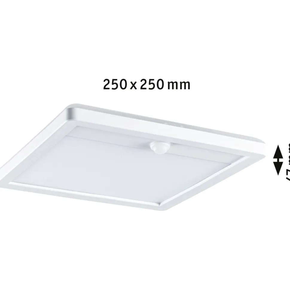 LED-paneeli ulkokäyttöön Paulmann Lamina, IP44, 25x25cm, 3000K, liiketunnistin, korroosionkestävä, valkoinen