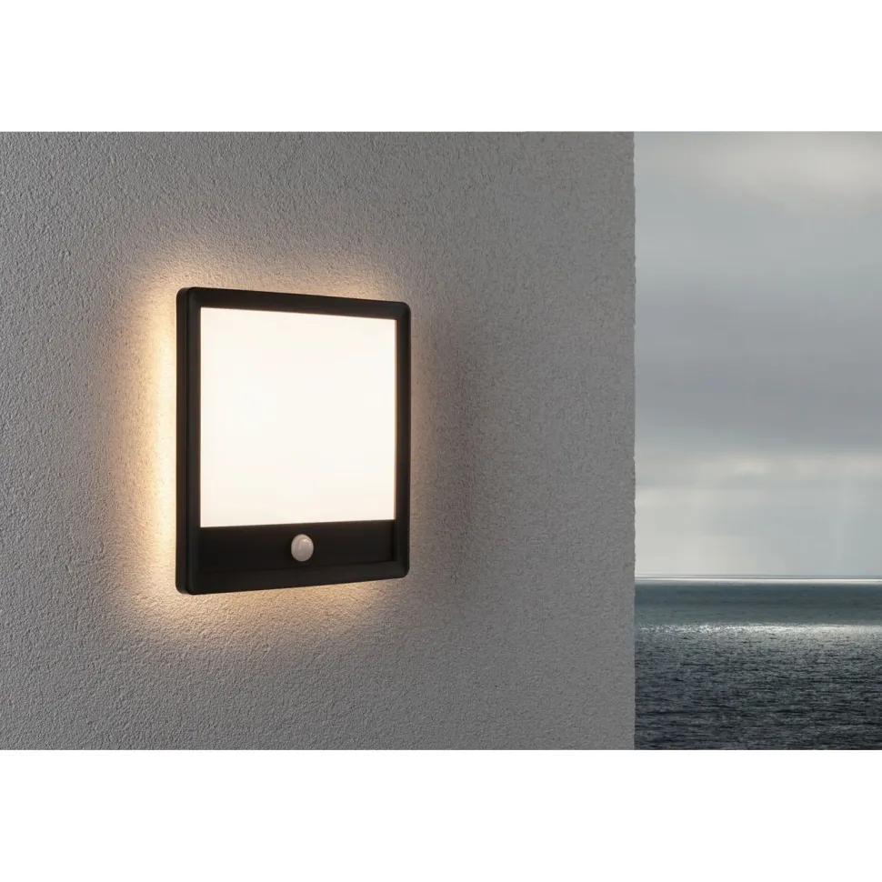 LED-paneeli ulkokäyttöön Paulmann Lamina, IP44, 25x25cm, 3000K, liiketunnistin, korroosionkestävä, valkoinen