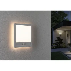 LED-paneeli ulkokäyttöön Paulmann Lamina, IP44, 25x25cm, 3000K, liiketunnistin, korroosionkestävä, valkoinen