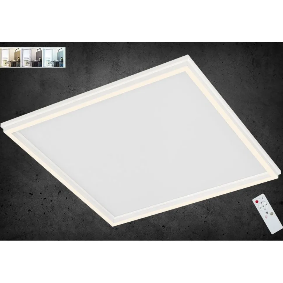 LED-paneeli Briloner Double 450x450mm CCT 3600lm 3000-6000K kaukosäädin himmennettävä valkoinen