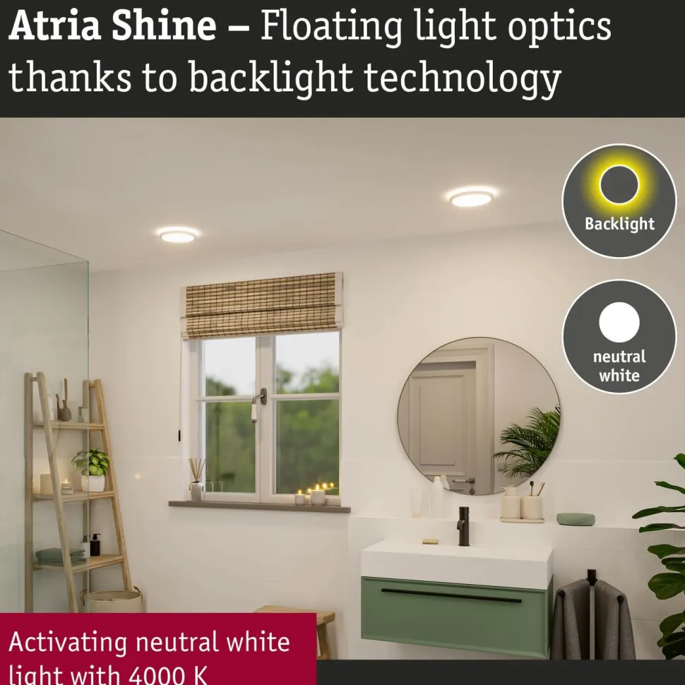 LED-paneeli Paulmann Atria Shine Backlight Ø190mm 11.2W IP44 850lm 4000K valkoinen