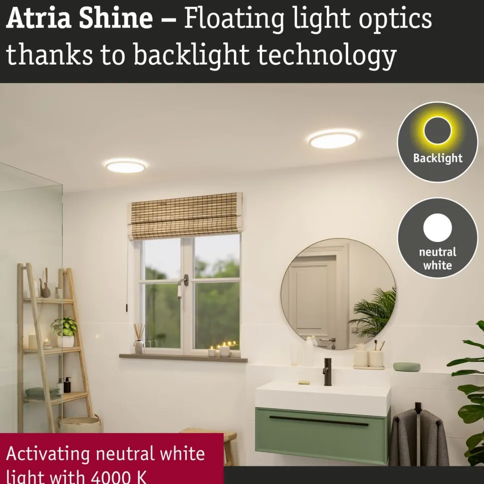 LED-paneeli Paulmann Atria Shine Backlight Ø190mm 11.2W IP44 850lm 4000K valkoinen