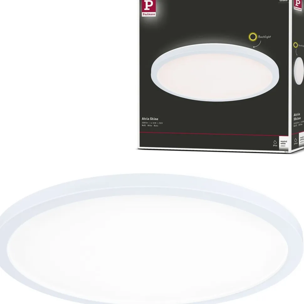 LED-paneeli Paulmann Atria Shine Backlight Ø190mm 11.2W IP44 850lm 4000K valkoinen