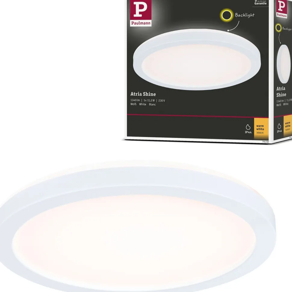 LED-paneeli Paulmann Atria Shine Backlight Ø190mm 11.2W IP44 850lm 4000K valkoinen
