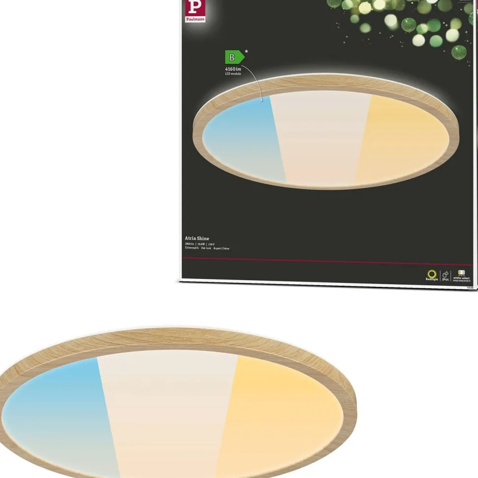 LED-paneeli Paulmann Atria Shine IP44 Ø398mm 20.8W 2800lm White Switch puunruskea tammi