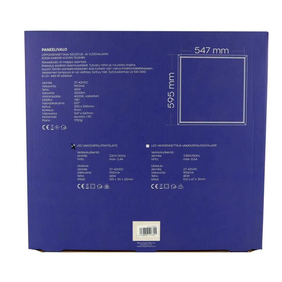 LED-paneelivalaisin Led Energie, 40W, 3200lm, 4000K, 595x595mm, valkoinen