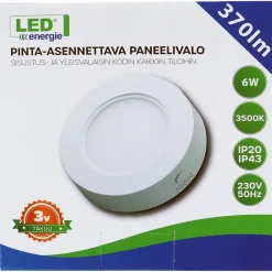 LED-paneelivalaisin Led Energie 6221, 6W, 3500K, Ø120mm