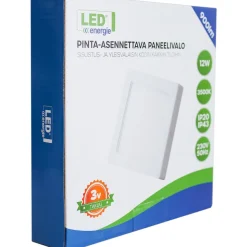 LED-paneelivalaisin Led Energie, 12W, 900lm, 3500K, pinta-asennettava, neliö, sisäänrakennettu liitäntälaite