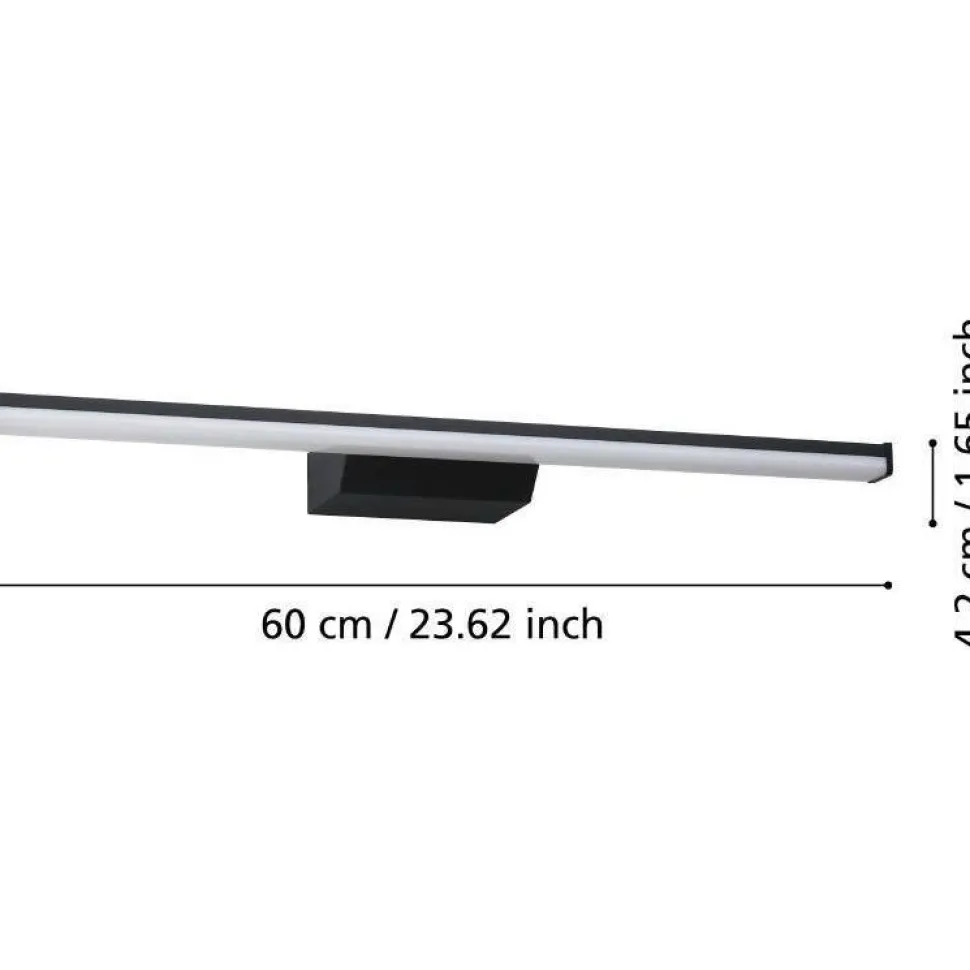 LED-peilivalaisin Eglo Regello-z connect.z 60cm, säädettävä värilämpötila, himmennettävä, IP44, seinään tai peilikaapin päälle, musta