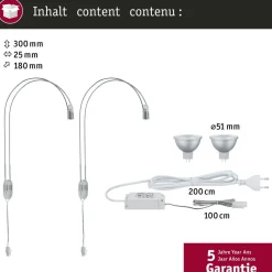 LED-peilivalaisin Paulmann Galeria Assistent II, GU5.3, 2700K, 2x230lm, 2x4W, kromi