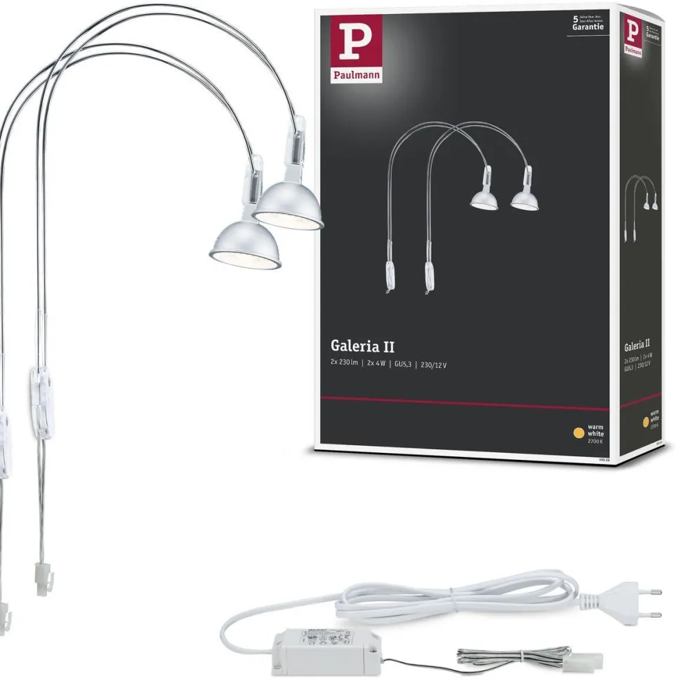 LED-peilivalaisin Paulmann Galeria Assistent II, GU5.3, 2700K, 2x230lm, 2x4W, kromi