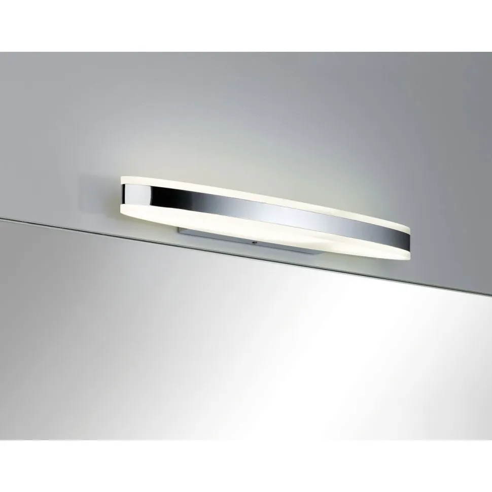 LED-peilivalaisin Paulmann Kuma, IP44, 3000K, 660lm, 9W, kromi/valkoinen