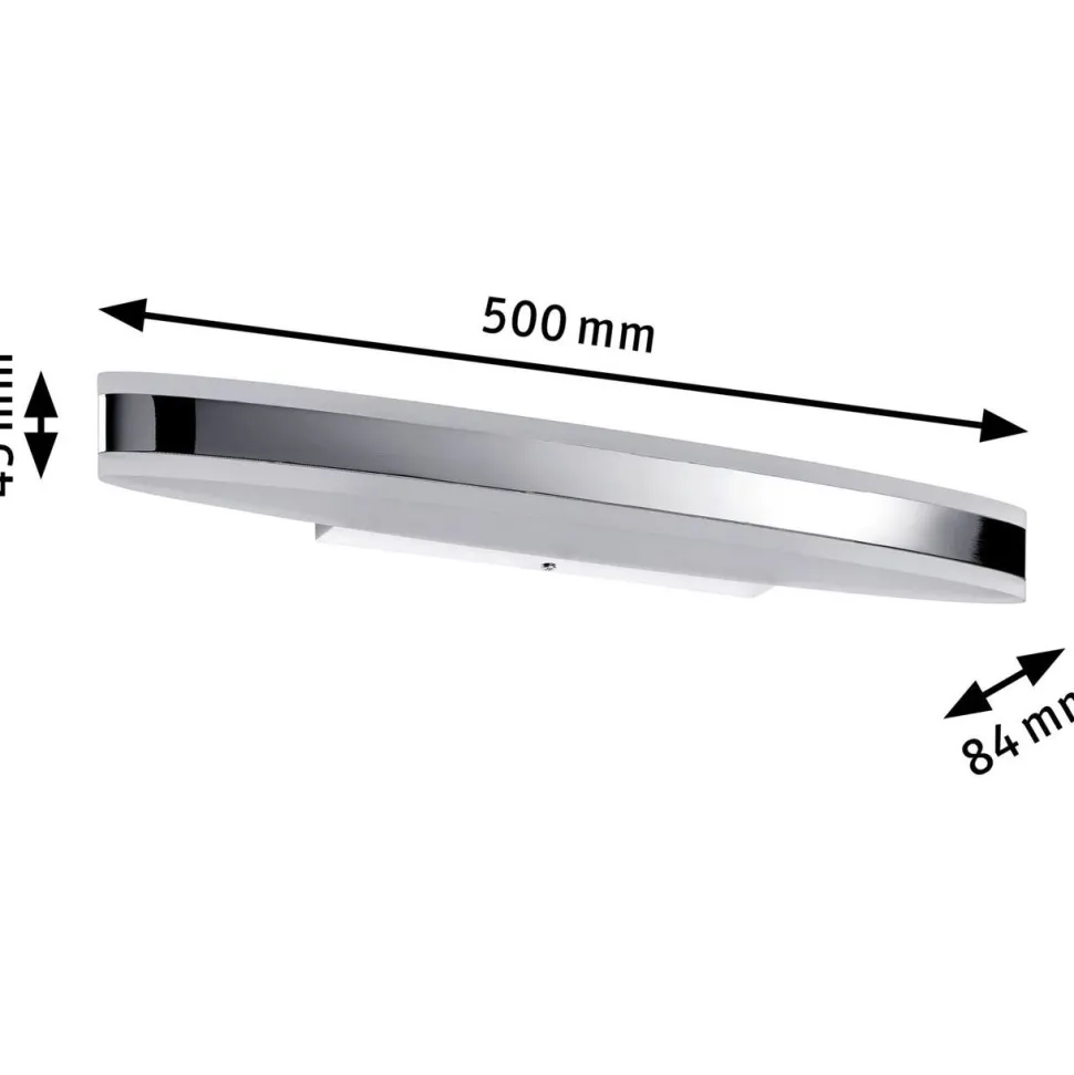 LED-peilivalaisin Paulmann Kuma, IP44, 3000K, 660lm, 9W, kromi/valkoinen