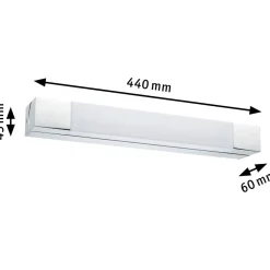 LED-peilivalaisin Paulmann Quasar, 44cm, IP44, 3000K, kromi/valkoinen