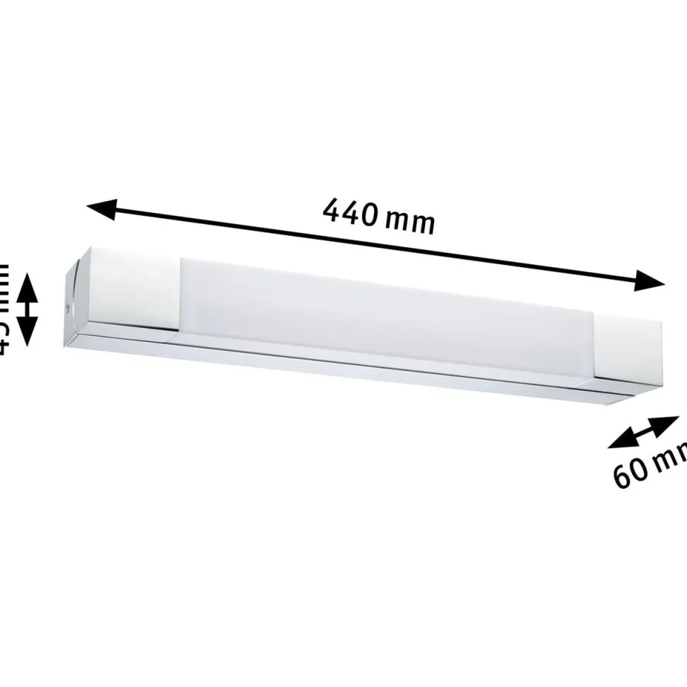 LED-peilivalaisin Paulmann Quasar, 44cm, IP44, 3000K, kromi/valkoinen