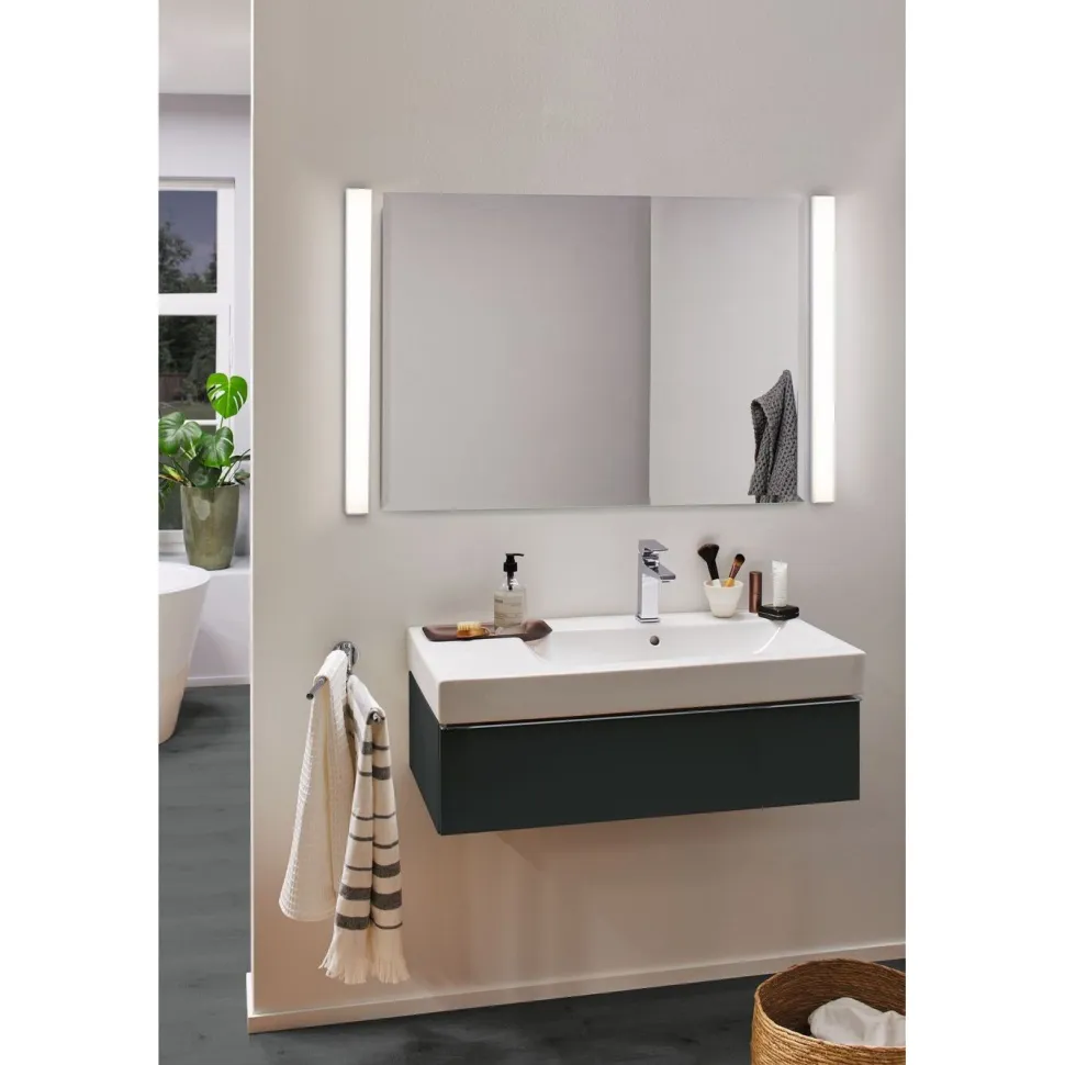 LED-peilivalaisin Paulmann Tova, 90cm, IP44, säädettävä värilämpötila, himmennettävä, kromi/valkoinen