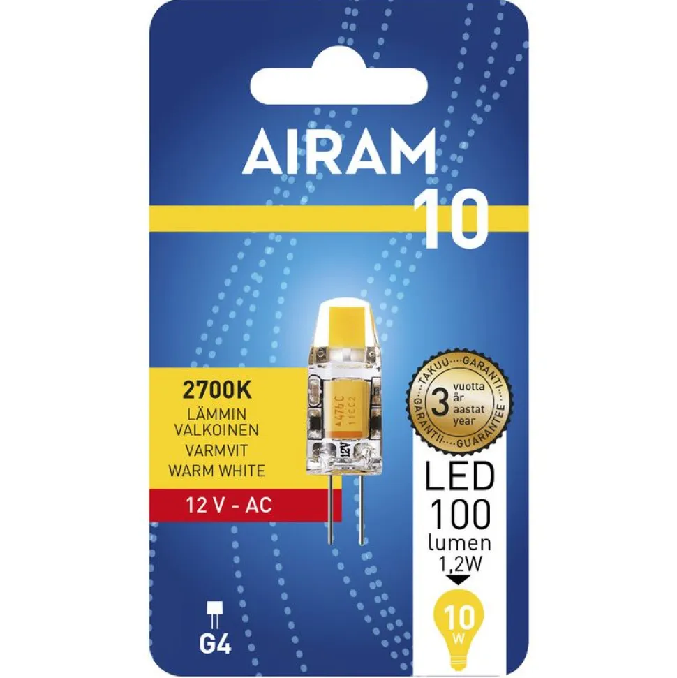 LED-pienoislamppu Airam LED PO 827, 12V, G4, 2700K, 100lm