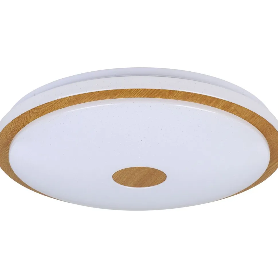 LED-Plafondi Eglo Lanciano 1 24W Ø38cm värivaihto + kaukosäädin valkoinen/puu