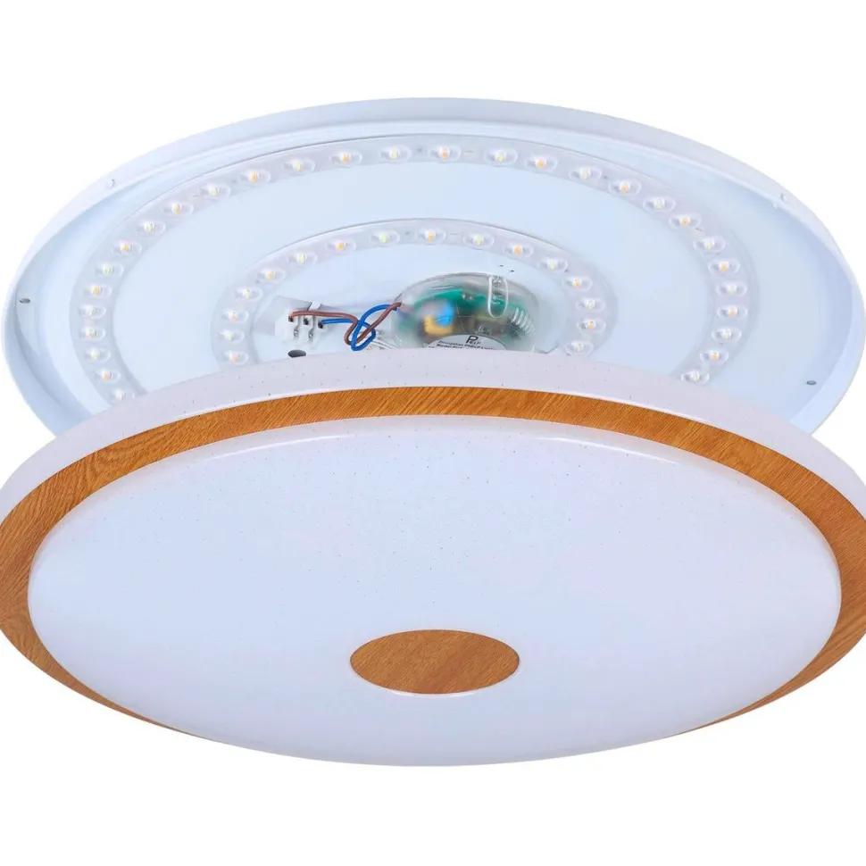 LED-Plafondi Eglo Lanciano 1 24W Ø38cm värivaihto + kaukosäädin valkoinen/puu
