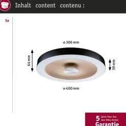 LED-plafondi Paulmann Volea Ø32cm IP44 3000K 470lm/1650lm 3.5/13W himmennettävä musta/kulta