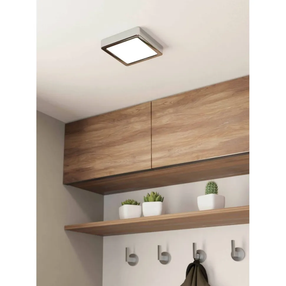 LED-Plafondi Eglo Fueva 5 11W 16x16cm IP44 kromi/valkoinen