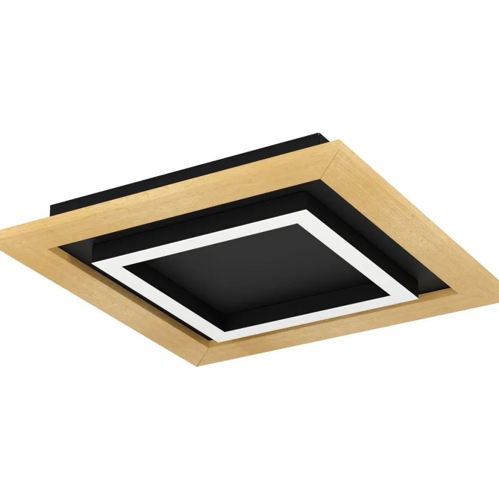 LED-Plafondi Eglo Tirrenara 37x37cm värivaihto + kaukosäädin musta/puu
