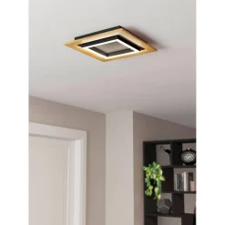 LED-Plafondi Eglo Tirrenara 37x37cm värivaihto + kaukosäädin musta/puu