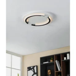 LED-Plafondi Eglo Zampote 25W Ø42cm himmennettävä valkoinen/musta