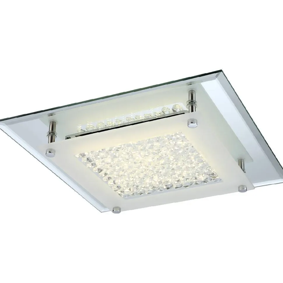 LED-plafondi Globo Liana 36x36cm 17W teräs