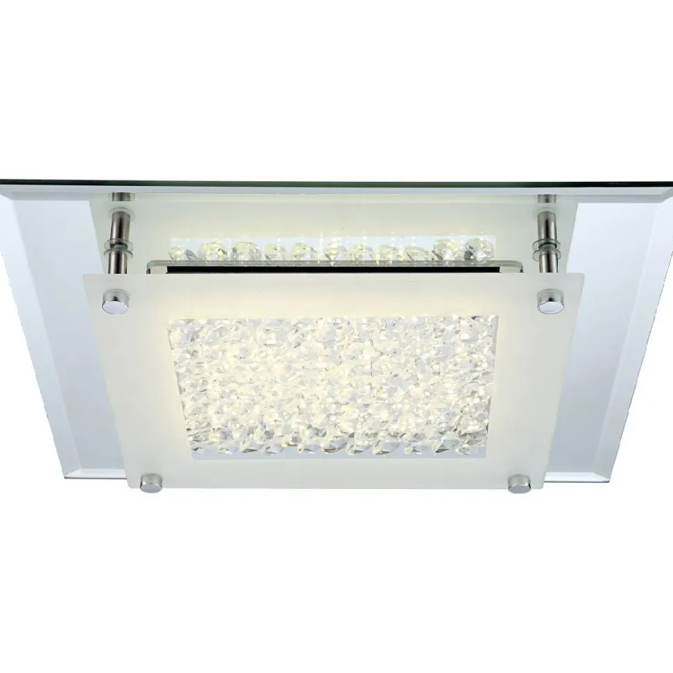 LED-plafondi Globo Liana 36x36cm 17W teräs