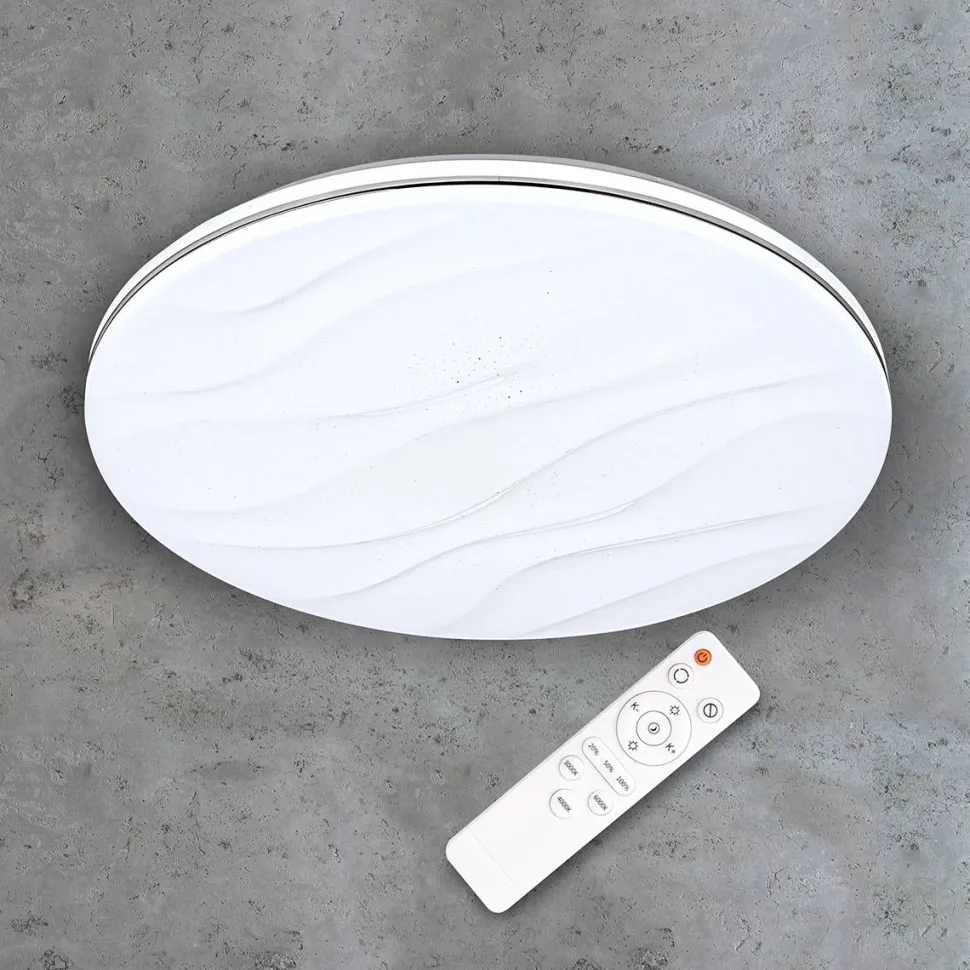 LED-plafondi Polux Desert Ø38cm 24W himmennettävä valkoinen