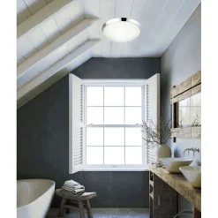 LED-plafondi Siracusa IP44 Ø 284x105 mm kromi/valkoinen