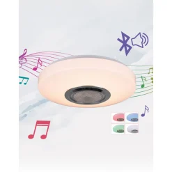 LED-plafondi Trio Maia RGBW Ø33cm valkoinen kaiutin