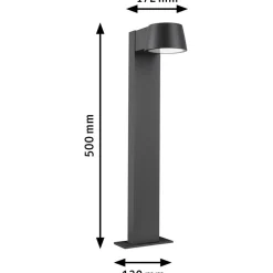 LED-pollarivalaisin Paulmann Capea, IP44, 50cm, 2200K, antrasiitti