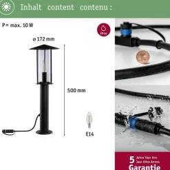 LED-pollarivalaisin Paulmann Plug & Shine Classic, IP44, 3000K, antrasiitti