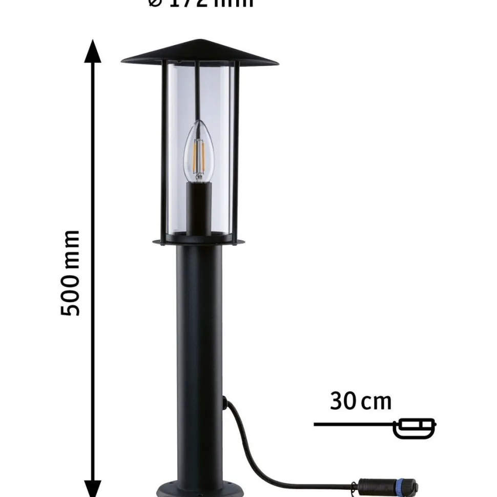 LED-pollarivalaisin Paulmann Plug & Shine Classic, IP44, 3000K, antrasiitti