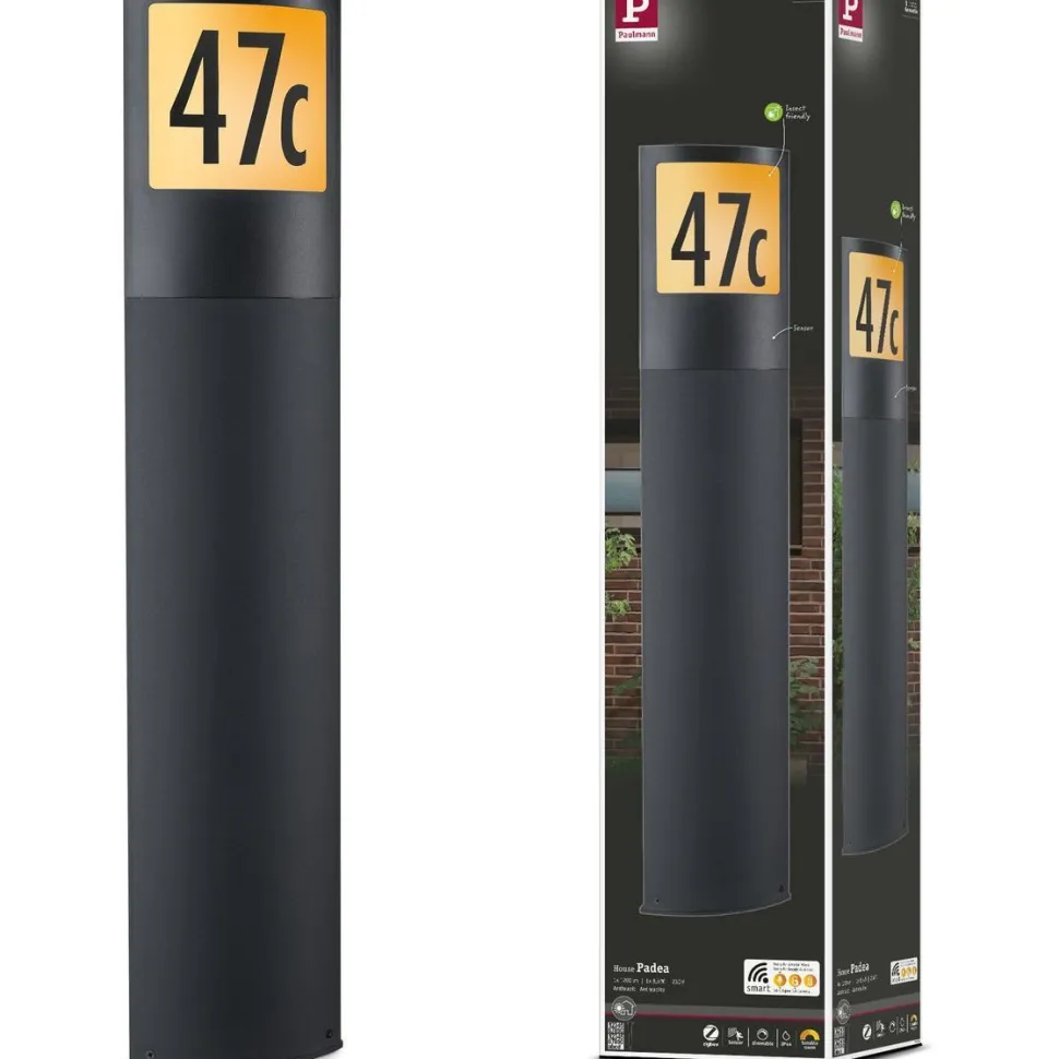 LED-pollarivalaisin liike- ja hämärätunnistimella Paulmann Padea, Smart Home Zigbee 3.0, IP44, antrasiitti