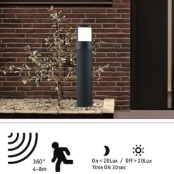 LED-pollarivalaisin liike- ja hämärätunnistimella Paulmann Padea, Smart Home Zigbee 3.0, IP44, antrasiitti
