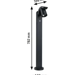 LED-pollarivalaisin liiketunnistimella Paulmann Cuff, 78.2cm, IP44, 3000K, korroosionkestävä, antrasiitti