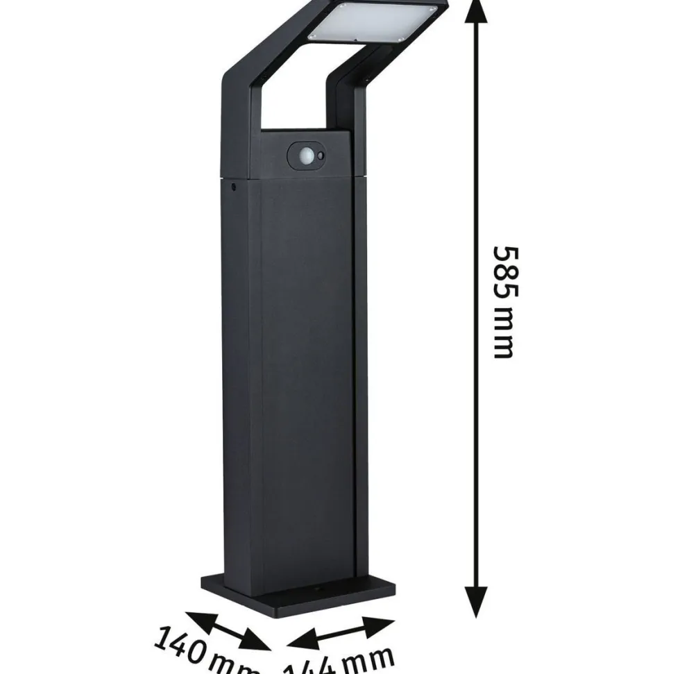 LED-pollarivalaisin liiketunnistimella Paulmann Juntea, 58.5cm, IP44, 3000K, antrasiitti