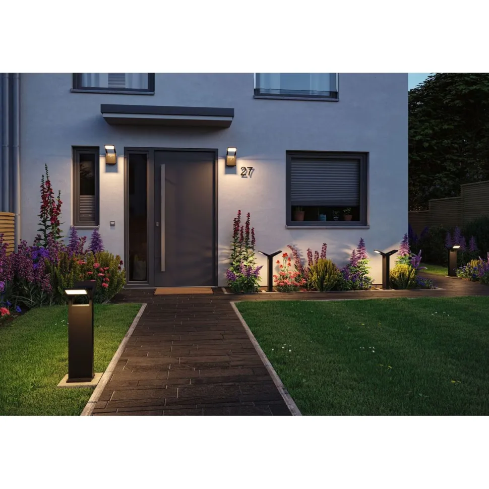 LED-pollarivalaisin liiketunnistimella Paulmann Juntea, 2-osainen, 58.5cm, IP44, 3000K, antrasiitti