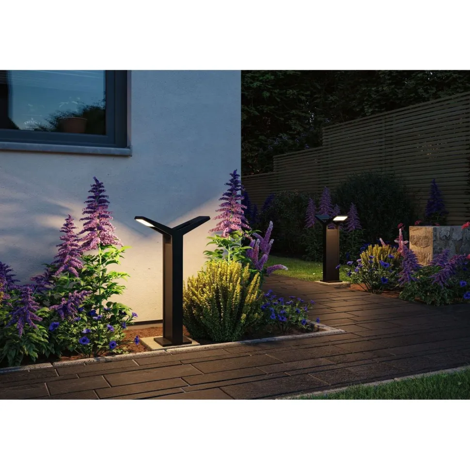 LED-pollarivalaisin liiketunnistimella Paulmann Juntea, 2-osainen, 58.5cm, IP44, 3000K, antrasiitti