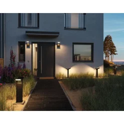 LED-pollarivalaisin liiketunnistimella Paulmann Juntea, 2-osainen, 58.5cm, IP44, 3000K, antrasiitti