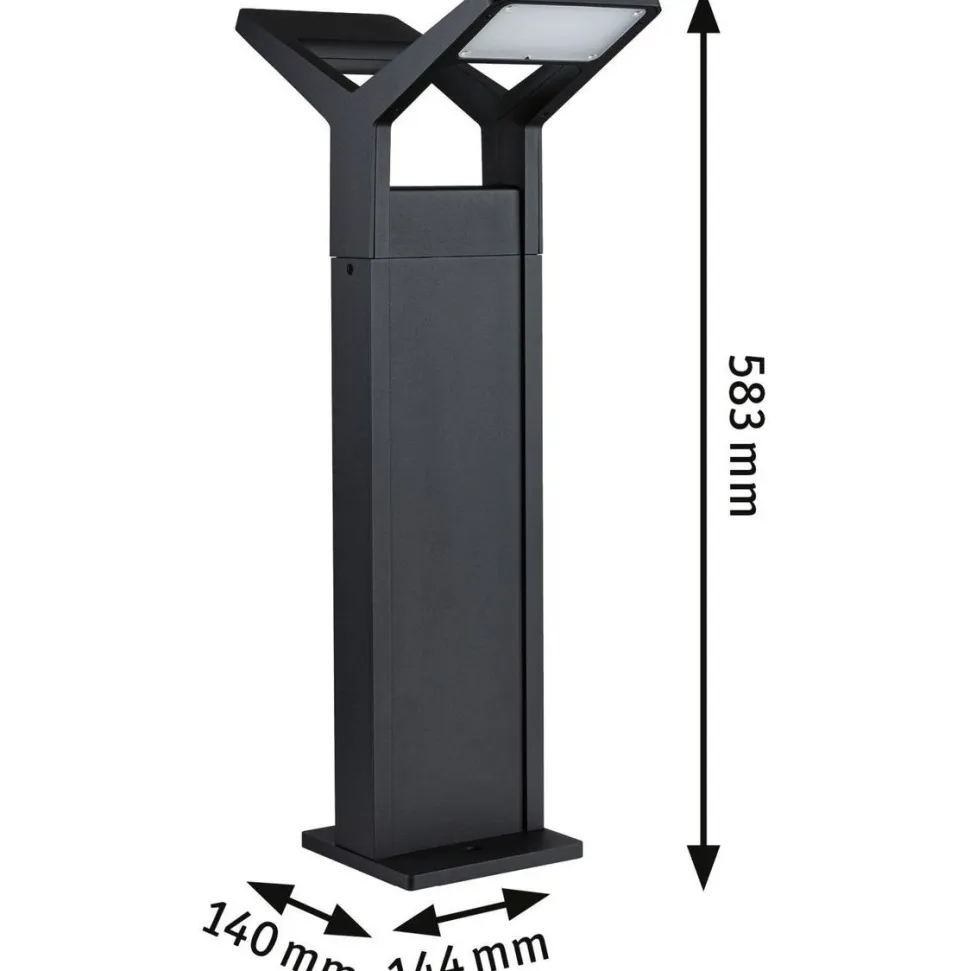 LED-pollarivalaisin liiketunnistimella Paulmann Juntea, 2-osainen, 58.5cm, IP44, 3000K, antrasiitti