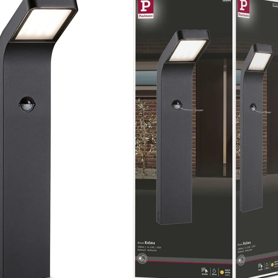LED-pollarivalaisin liiketunnistimella Paulmann Kulma, 50cm, IP44, 3000K, korroosionkestävä, antrasiitti