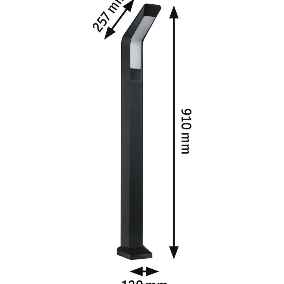 LED-pollarivalaisin liiketunnistimella Paulmann Merano, IP44, 91cm, 3000K, korroosionkestävä, antrasiitti