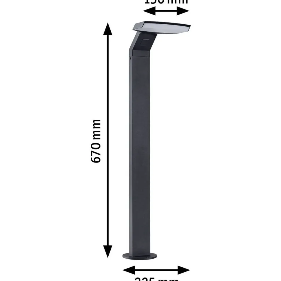 LED-pollarivalaisin liiketunnistimella Paulmann Zenera, 67cm, IP44, 2200-3000K, korroosionkestävä, antrasiitti