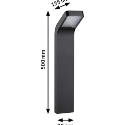 LED-pollarivalaisin Paulmann Kulma, 50cm, IP44, 3000K, korroosionkestävä, antrasiitti