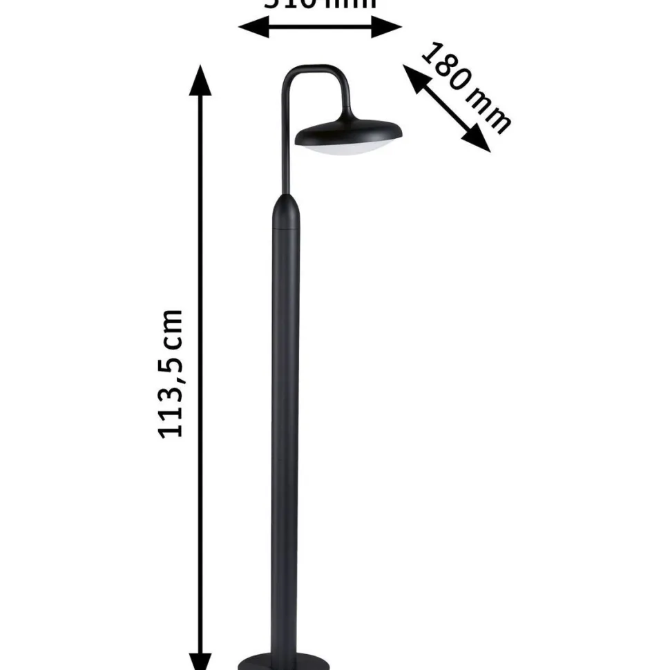 LED-pollarivalaisin Paulmann Nostro, IP44, 113.5cm, 3000K, korroosionkestävä, antrasiitti